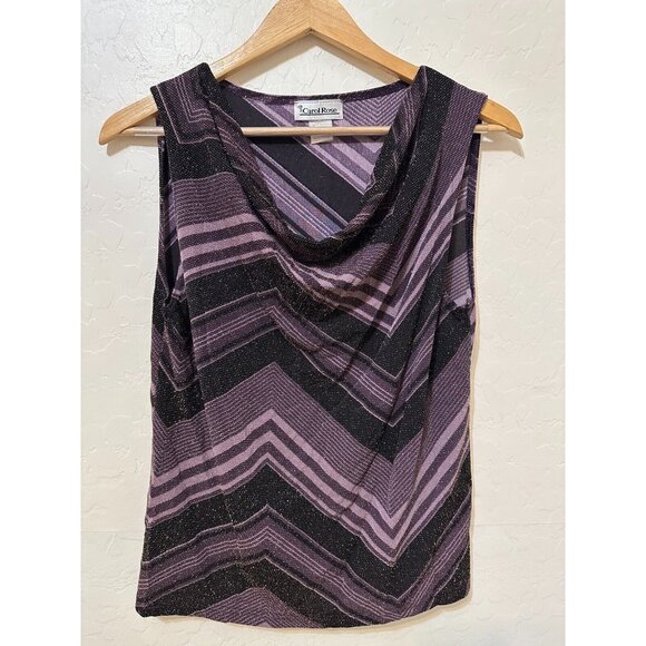 Carol Rose Tops - Vintage Y2K Carol Rose‎ Womans Glittler Cowl Neck Top Sz XL Festival Western 90s